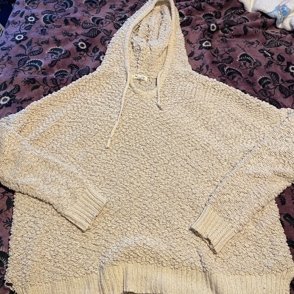 Miracle Cream Textured Hooded Sweater